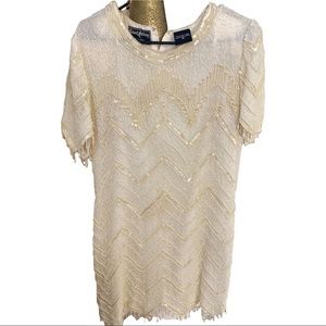 Off white beaded ballroom dress 60’s look